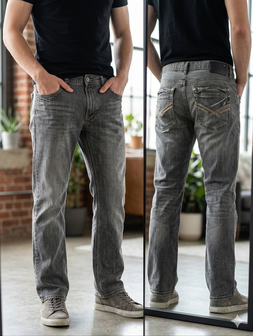 Axel Men's Relaxed Straight Jeans - Gray Wash (Size 36x32)